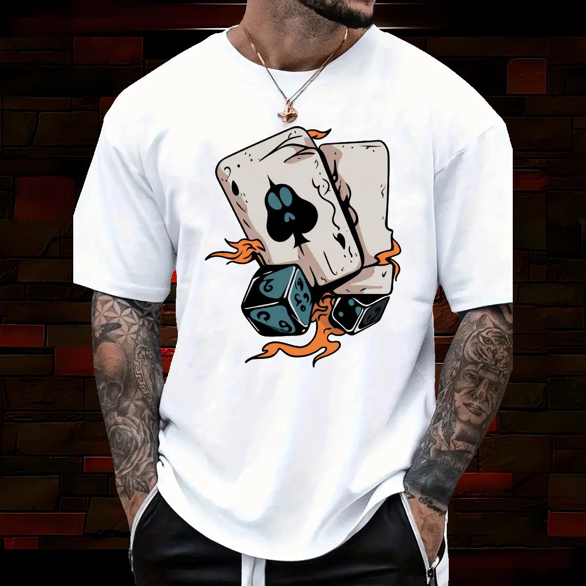 Fashion Casual Men T Shirts Cards 100% Cotton 230g Customized Print Couples T Shirts Beach Cotton Breathable Short Sleeve Classic Tee Shirt