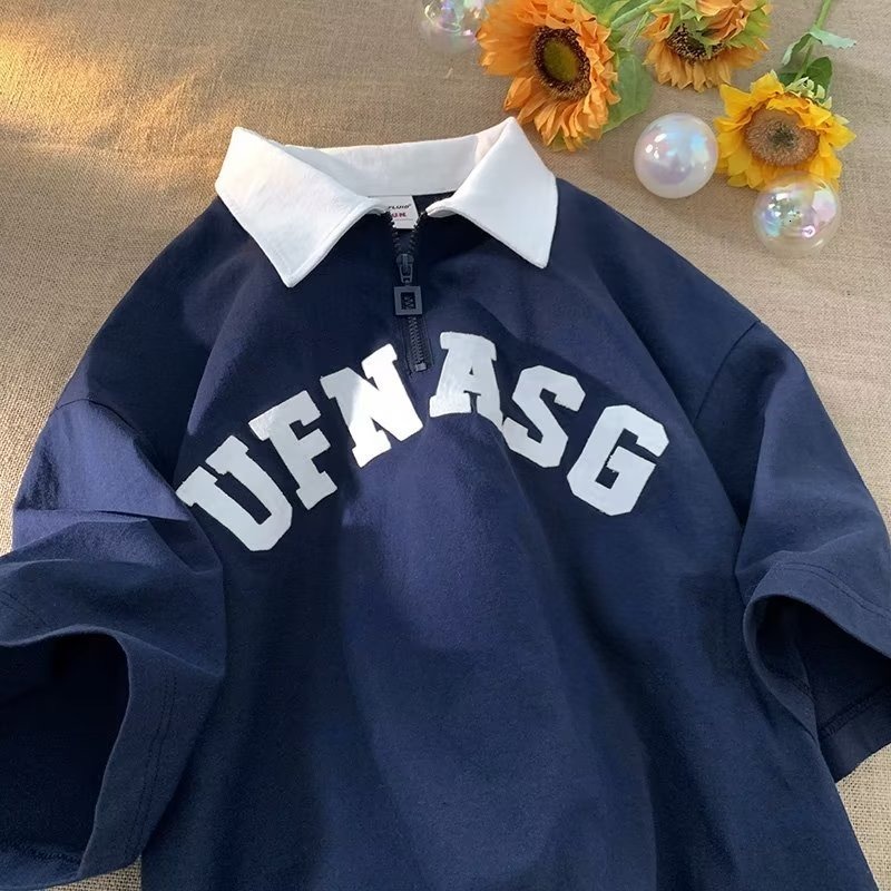 Fashionable minimalist summer polo shirt, youthful popular short sleeved ins, versatile and artistic for men, 2023 new model