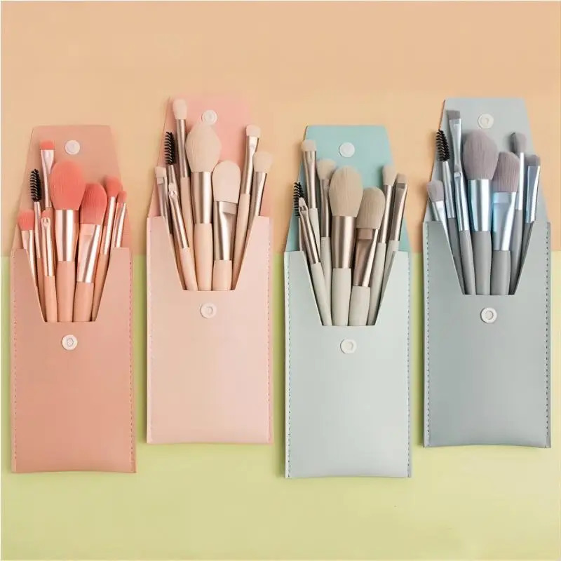 Portable 8Pcs makeup brush set Soft makeup concealer brush powder blusher loose powder brush eye shadow basic brush beauty tool 240715