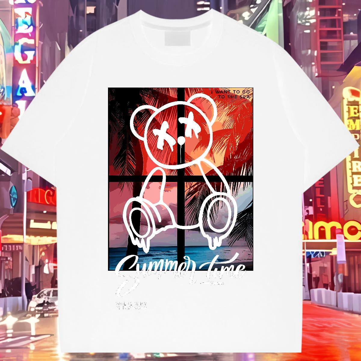 Stylist T-Shirts Graffiti Art 230g 100% Cotton Oversized Home Outdoor Men Tees Breathable Short Sleeve High Quality