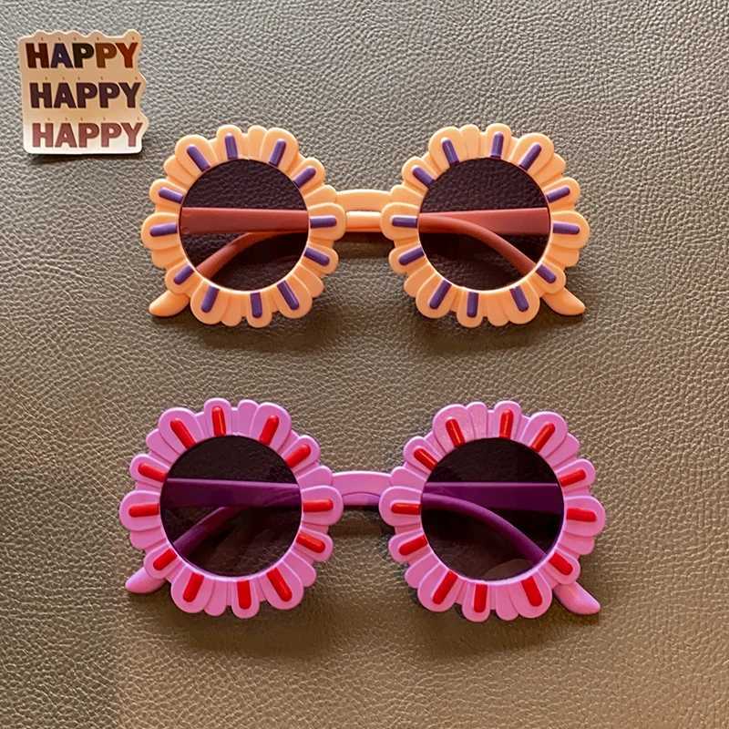 Sunglasses 2023 New Children Cute Colorful Round Flowers Sunglasses UV400 Fashion Outdoor Girls Boys Protection Sunglasses Kids Sun Glasses