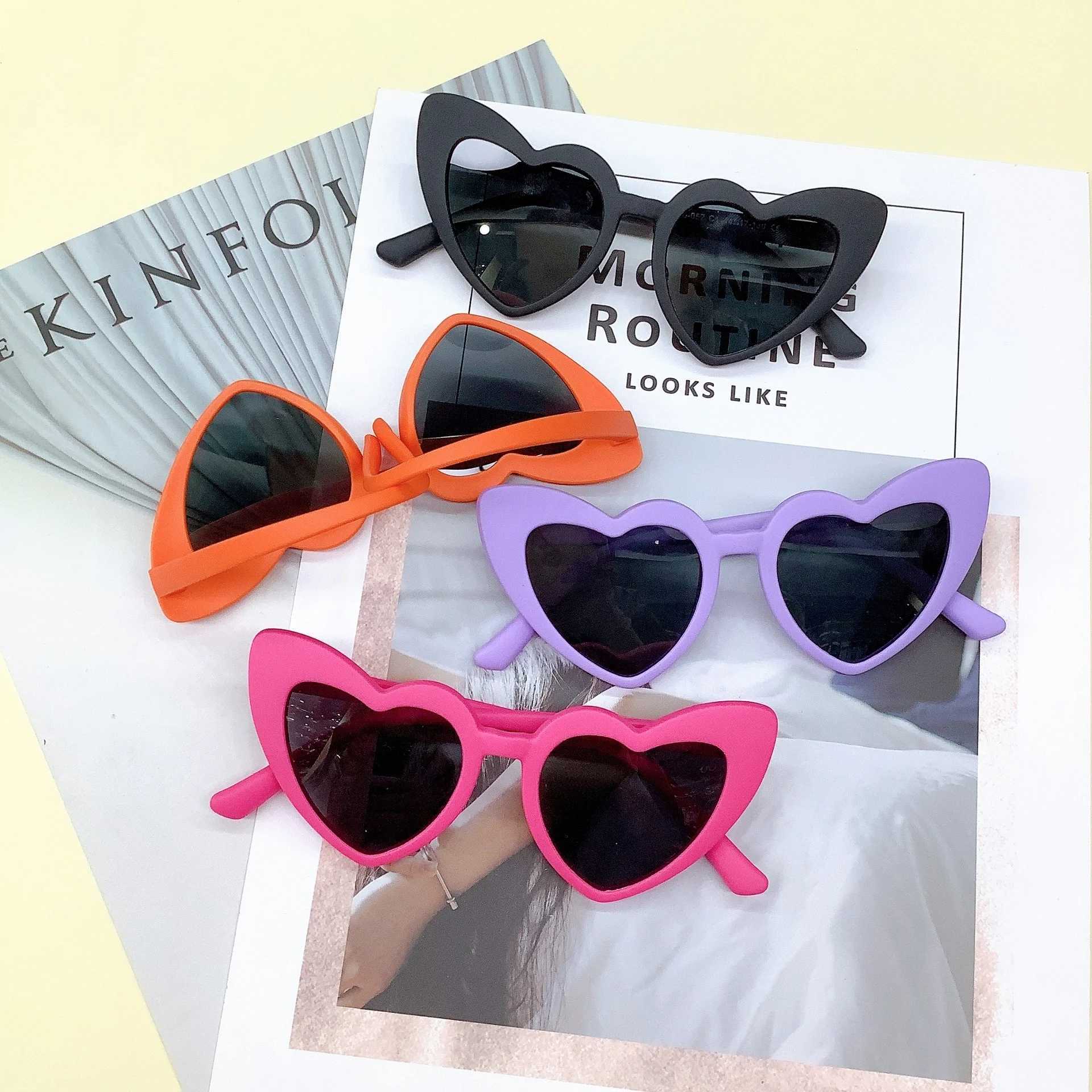 Sunglasses Peach Heart Cute Childrens Sunglasses Silicone Polarized Soft Frame Anti-UV Travel concave sunglasses