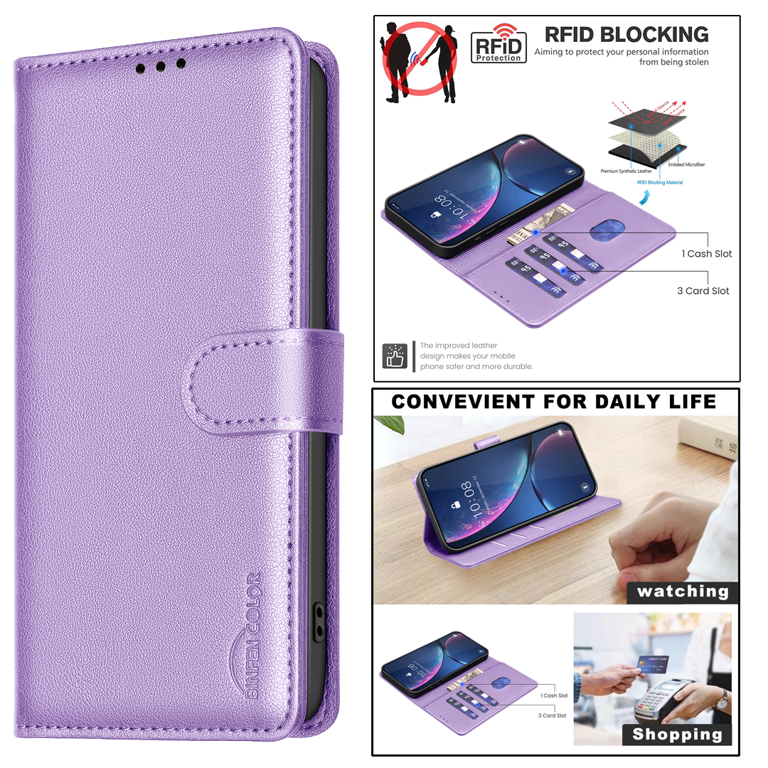 RFID Blocking Business Leechee Grain PU Leather Wallet Cases Credit ID Card Slot Holder Flip Cover Magnetic Pouch For Iphone 16 Pro Max SE4 15 14 13 1