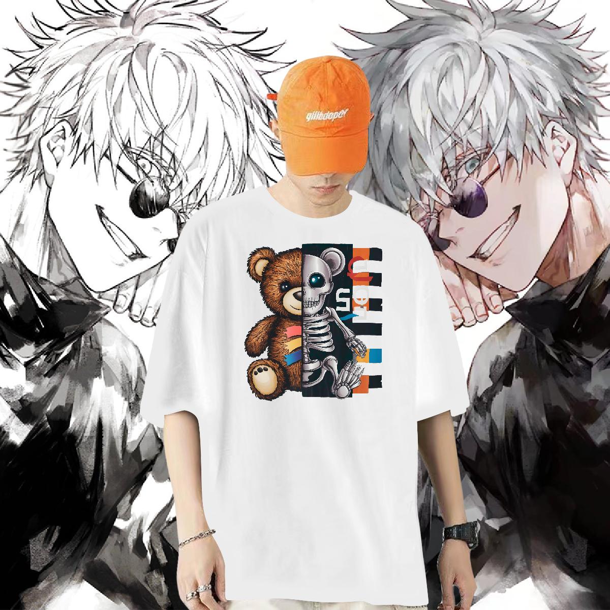 Factory Direct T Shirt For Man bear 230g Cotton Custom Cartoon Men Tops Tees Street Casual Breathable Crew Neck Cotton Comfortable Tshirts