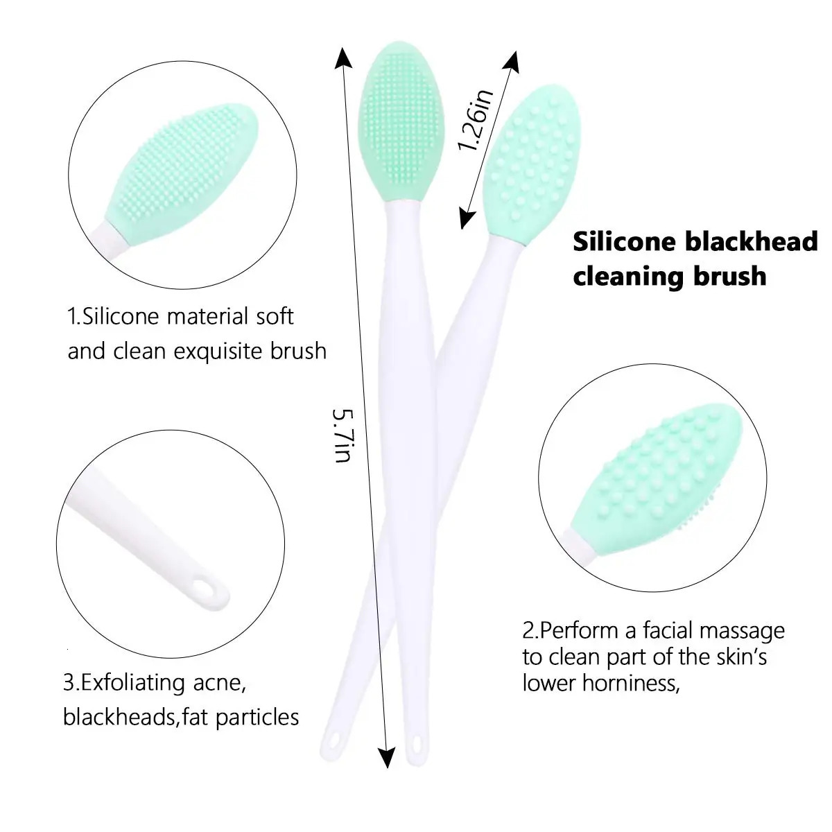 Silicone lip exfoliating cleaning brush scrub nose cleaning brush blackhead removal double-sided beauty skin care tool 240715