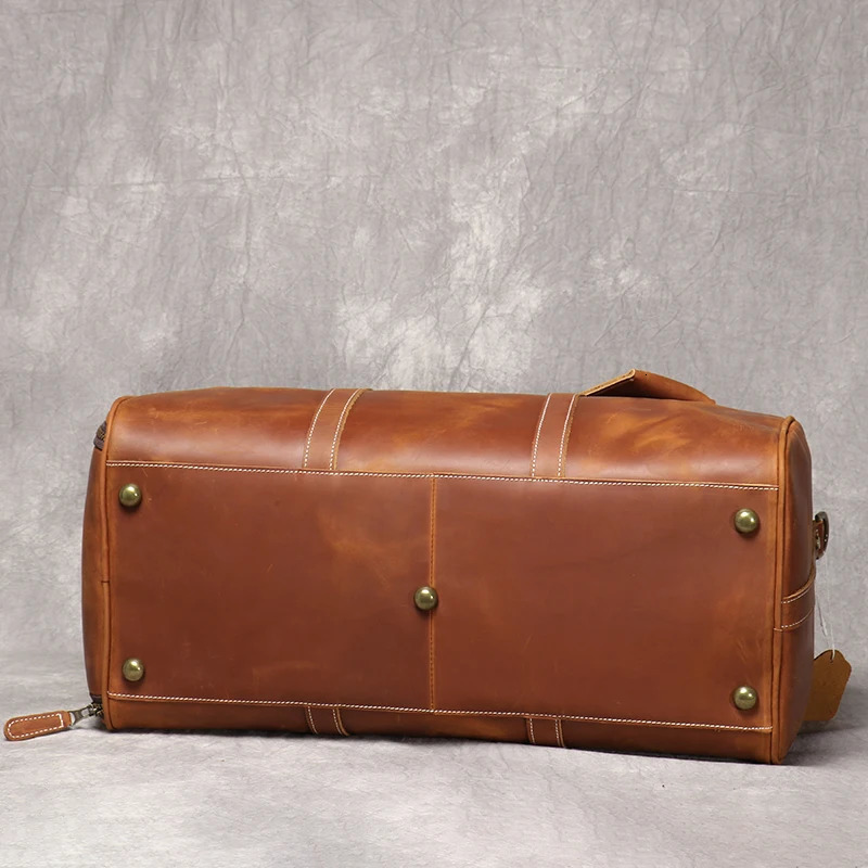 Free Shipping Mens Leather Travel Vintage Brown Cowhide Lage Man Carry On Handbag Weekender Duffle Bag With Shoe Compartment Designer Bag Luxury Bag T