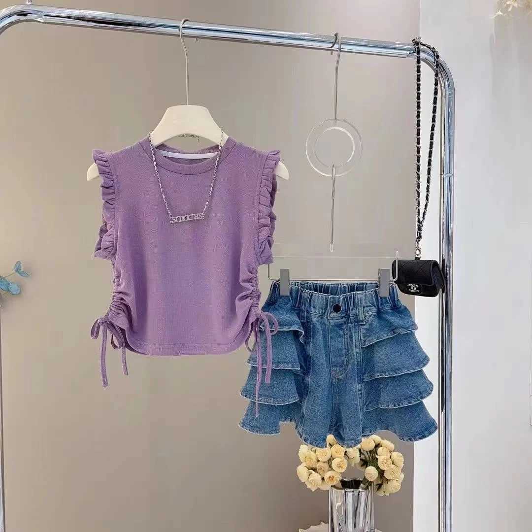 Clothing Sets Girls Clothing Suit Children Short-Sleeved Shirt +Skirt 2Pcs Sets Baby Fashion Summer Outfits 3-13 T New 2024 Kids Outfits
