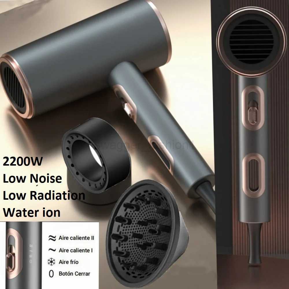 2200W High Power Professional Hair Dryer Negative Ion Hot Cold Blue Light Anti-static Blow Dryer Home ApplianceBkl240717