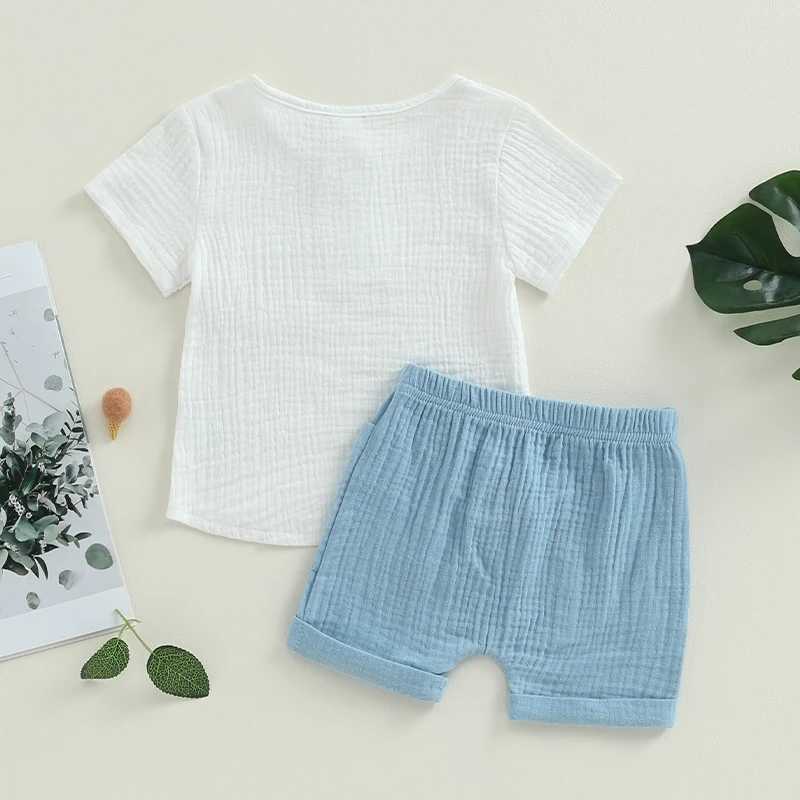 Clothing Sets Casual Baby Clothes Set 2Pcs Solid Short Sleeve Top Shorts Suit Boy Outfits Baby Summer Clothing Toddler Cotton Outfit 0-3Y
