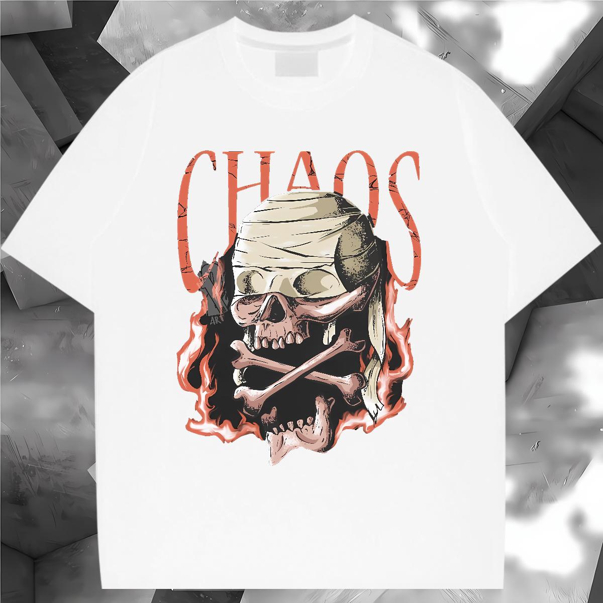 Classic Casual T shirt Skeleton 230g Cotton Asian Size Daily Outfit Men Tops Tees Breathable Crew Neck Cotton Popular