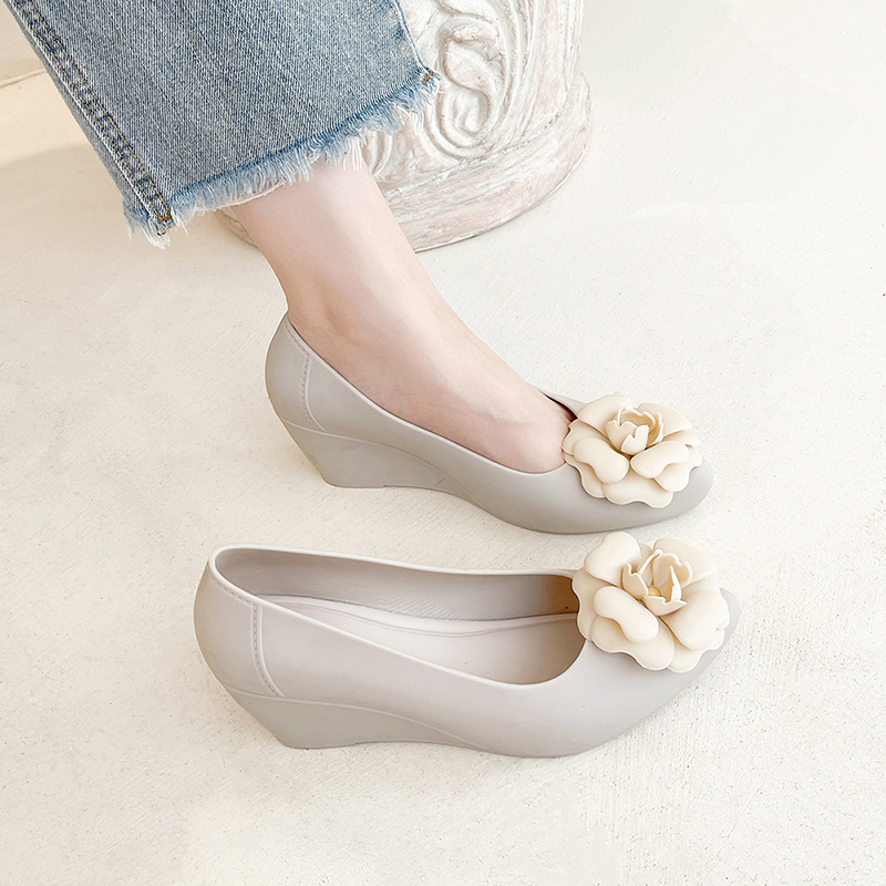 76cce Camellia Brand pumps wer women pointed toe wedges waterproof high heels shoes woman ral buckle jelly tacones mujer
