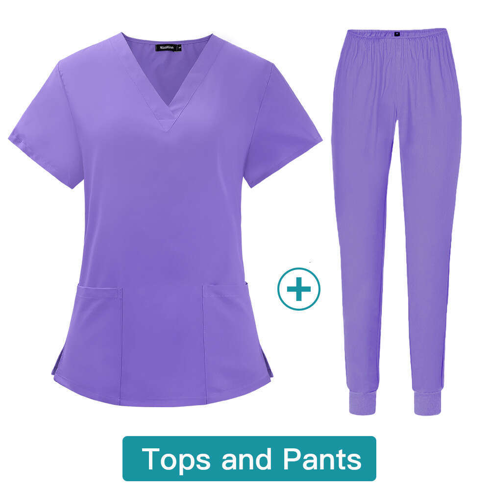 Designer Two Piece Set Women Scrubs for Women Uniform New Product Washable Gentle Wind French Non-ironing Long Solid New Pattern Sexy Novelty Short Lo