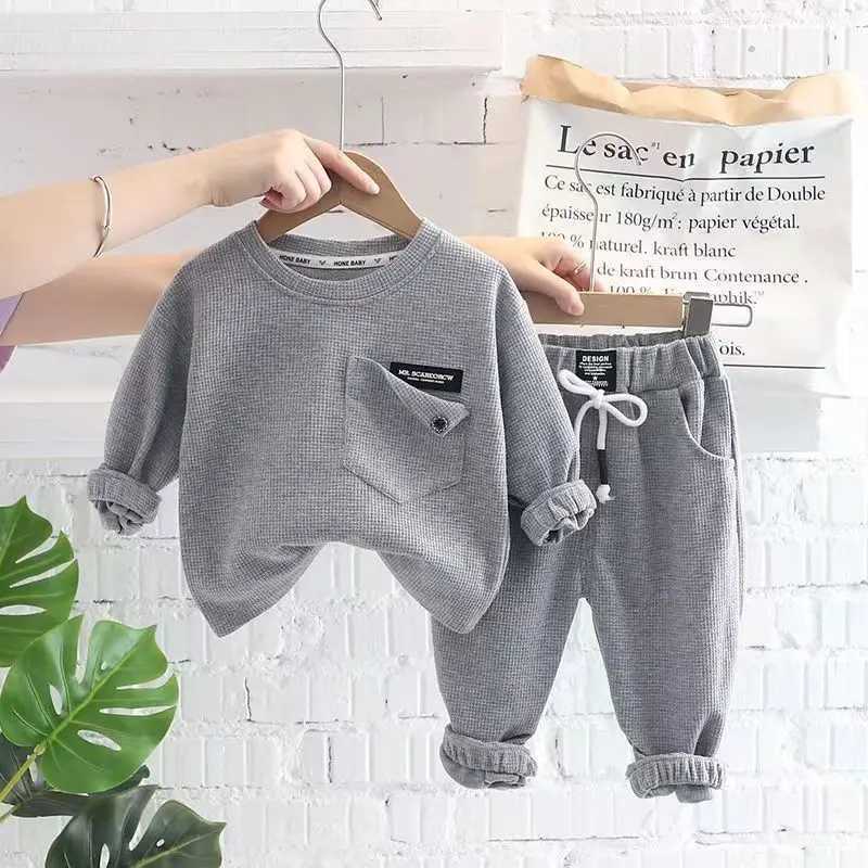 Clothing Sets Boys Spring And Autumn Set 2023 New Korean Edition Fashionable Baby Long sleeved Sweater Baby Clothes Two Piece Set Kids Outfits