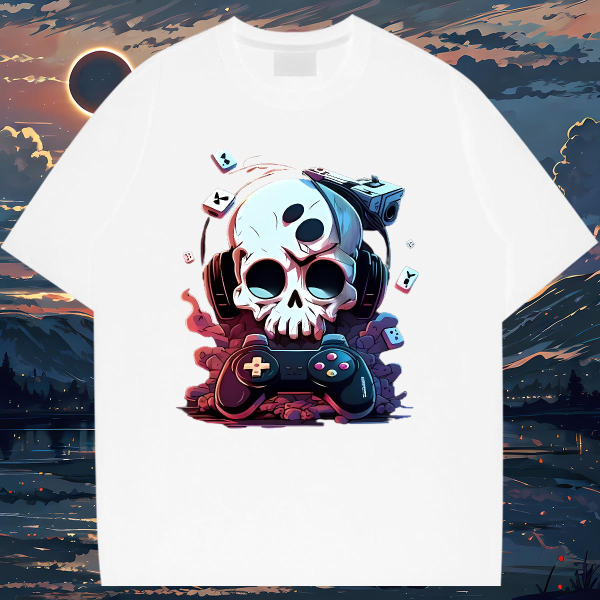 High Quality Tshirt for Man Woman Skeleton 100% Cotton 230g Breathable Crew Neck Sport T Shirts Men Cartoon Print New Designer Tops Shirt