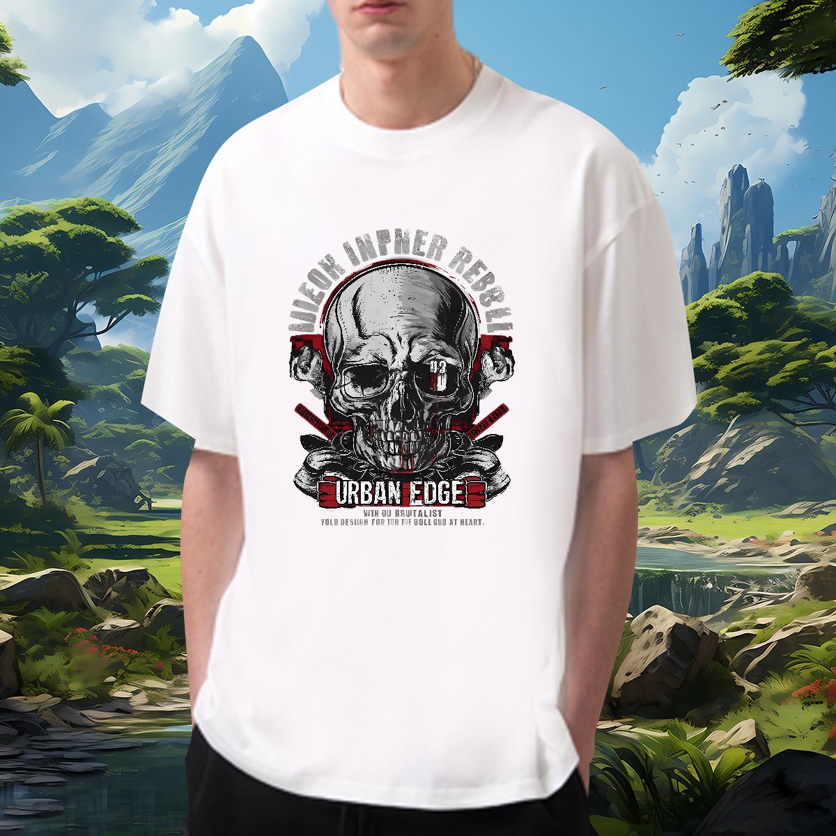 Fashion Casual Men T Shirts Skeleton 100% Cotton 230g Black White Tshirt for Man Woman Daily Outfit Breathable Short Sleeve 5A Polos