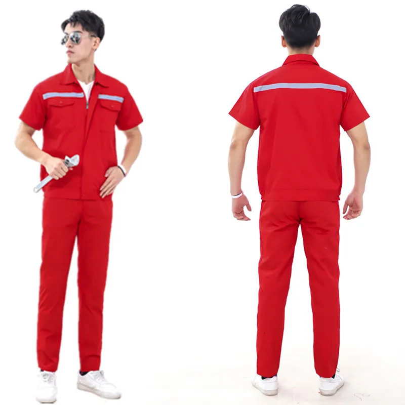 Summeworker Clothing Workwear Clothes Set Cleaners Workmen Factory Uniform Wear-resistant Repairman Auto Car Workshop Reflective 240716
