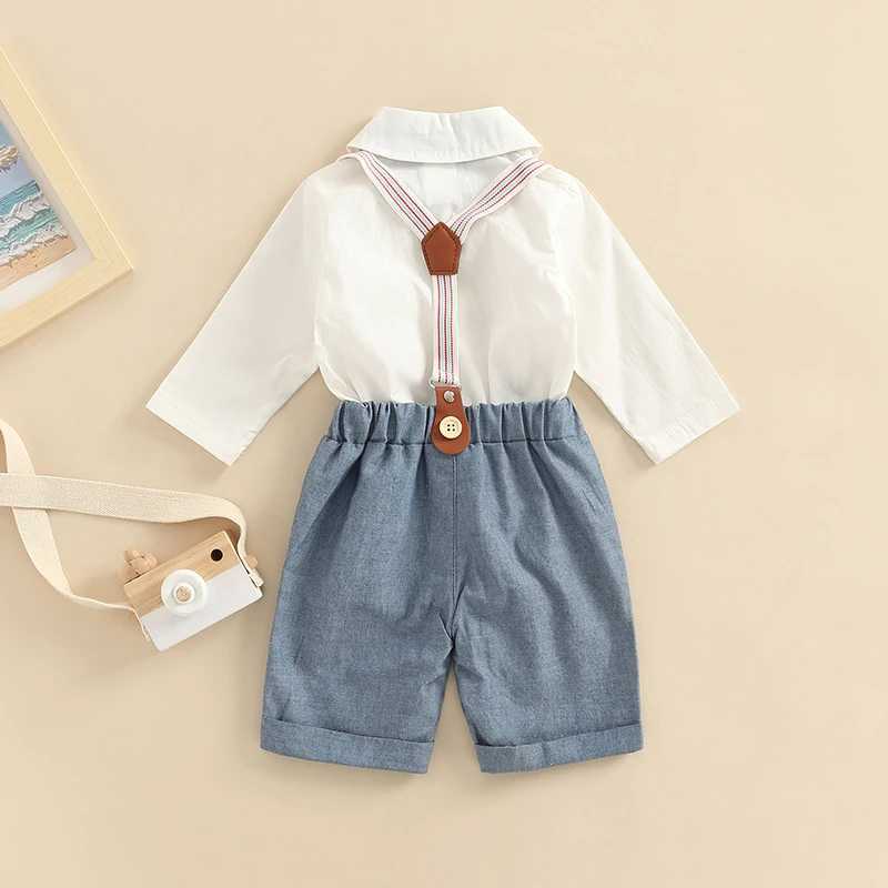 Clothing Sets Baby Boy Clothes Gentleman Birthday Suits Newborn Party Dress Soft Cotton Solid Rompers And Suspender Pants Infant Toddler Set