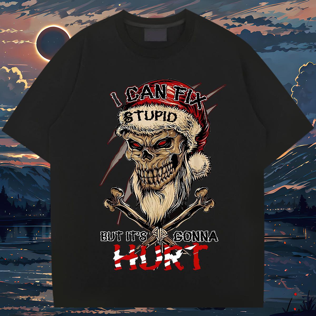 Fashion Design T-Shirts Skeleton 100% Cotton 230g Plus Size Cartoon Men Clothes T-Shirt Street Short Sleeve Cotton O-Neck Cool Design Clothings