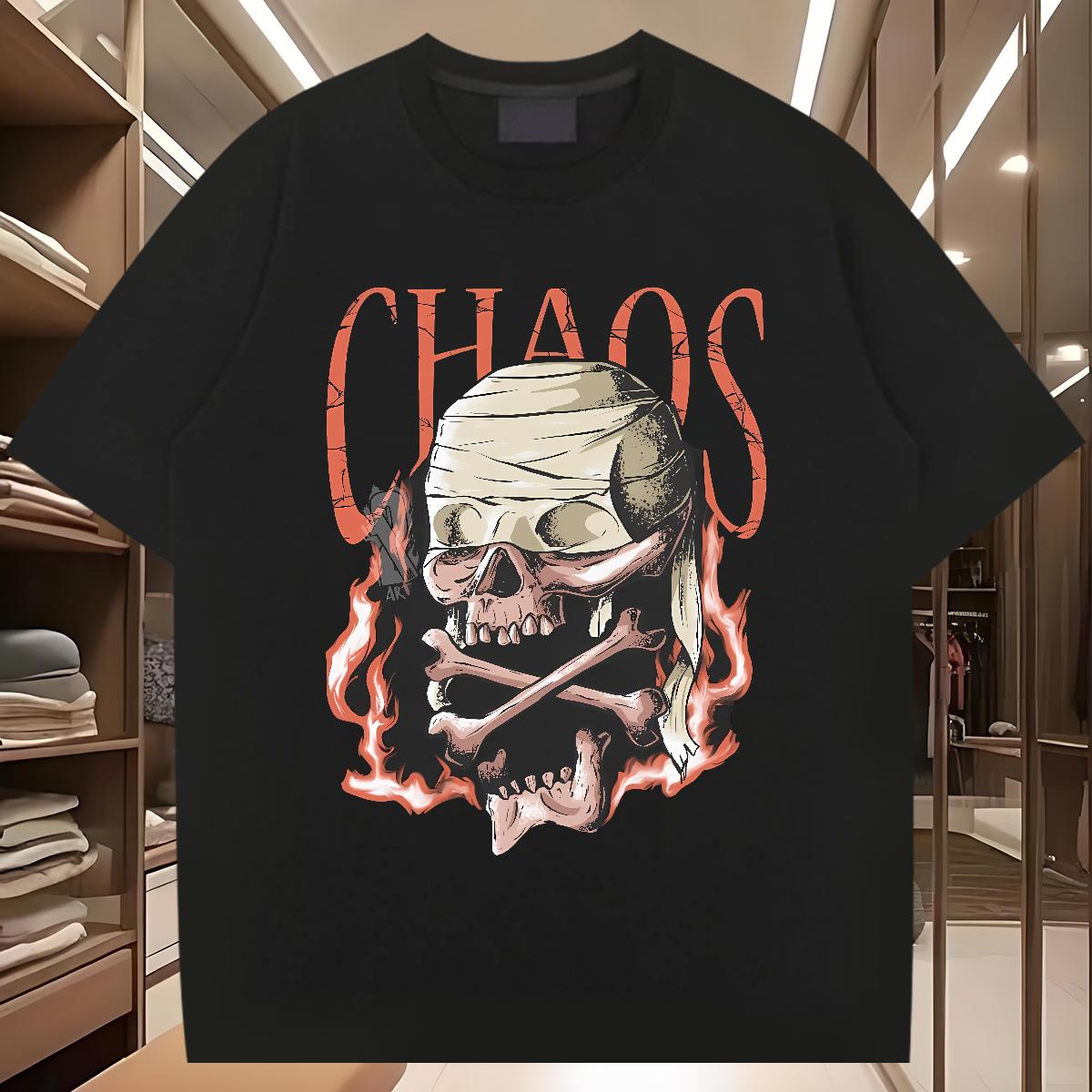 Brand T-Shirts for Men Skeleton 230g Cotton Spring Summer Breathable Crew Neck Cotton Men Tshirts New Arrival Oversized 4XL Clothes