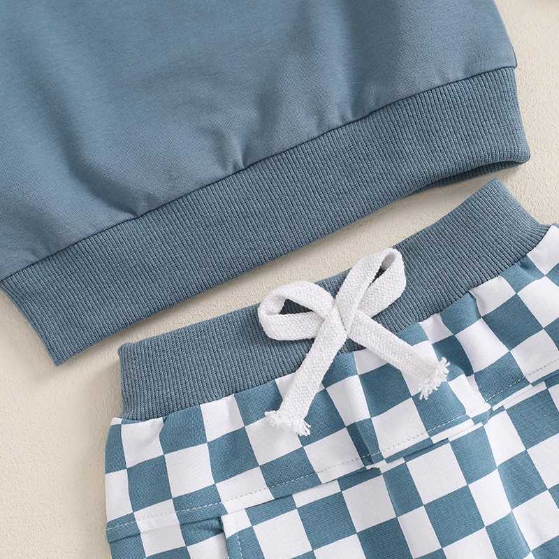 Clothing Sets Autumn New Baby Boy Clothes Fall Toddler Outfits Long Sleeve O Neck Pullover Tops Checkerboard Print Pants 2PCS Set