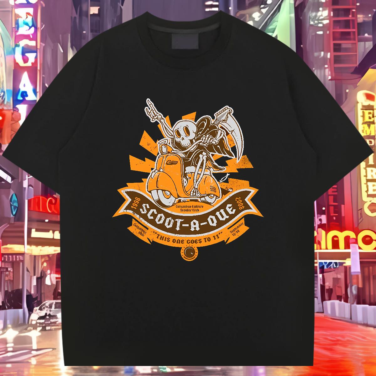 Unisex Men Clothes T-Shirt Skeleton 100% Cotton 230g Cotton Breathable Daily Outfit T Shirts Men Black Oversized Fashion New Tees