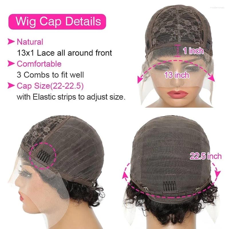 Pixie Cut Wig Water Wave Lace Front Human Hair Wigs Glueless Short Curly Transparent Preplucked Hairline