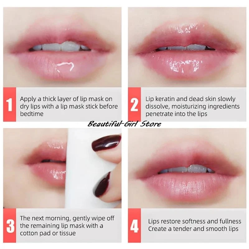 4Pcsset Lip Care Sleep Lip Mask Set Women And Mens Moisturizing And Repairing Lip Lines Lipstick Nourishes And Smoothes Lips 240708