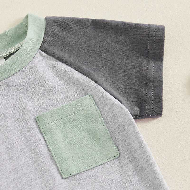Clothing Sets Baby Boys Summer Outfits Casual Short Sleeve Contrast Color Tops and Drstring Shorts Set Toddler Clothes Kid Clothing Set