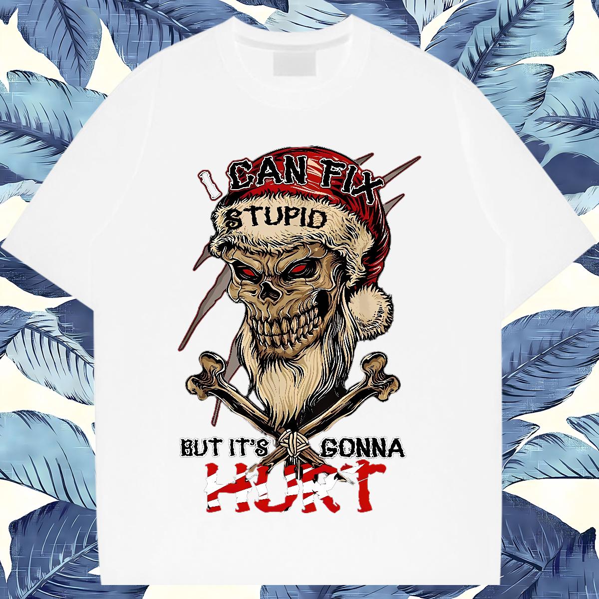 Brand Mens Tshirts Skeleton 230g Cotton Breathable Short Sleeve Summer Casual Man T Shirts Anime Print New Tee Shirt