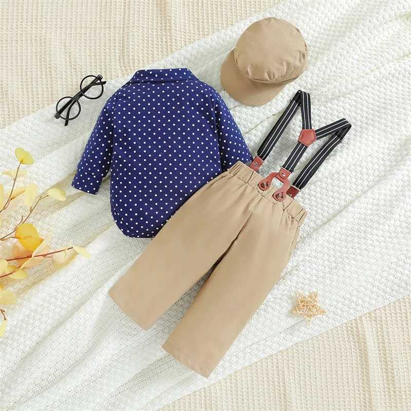 Clothing Sets Baby Boys Autumn Clothing 3Pcs Gentleman Outfits Long Sleeve Dots Print Bodysuit + Suspender Pants + Hat Set Infant Clothes