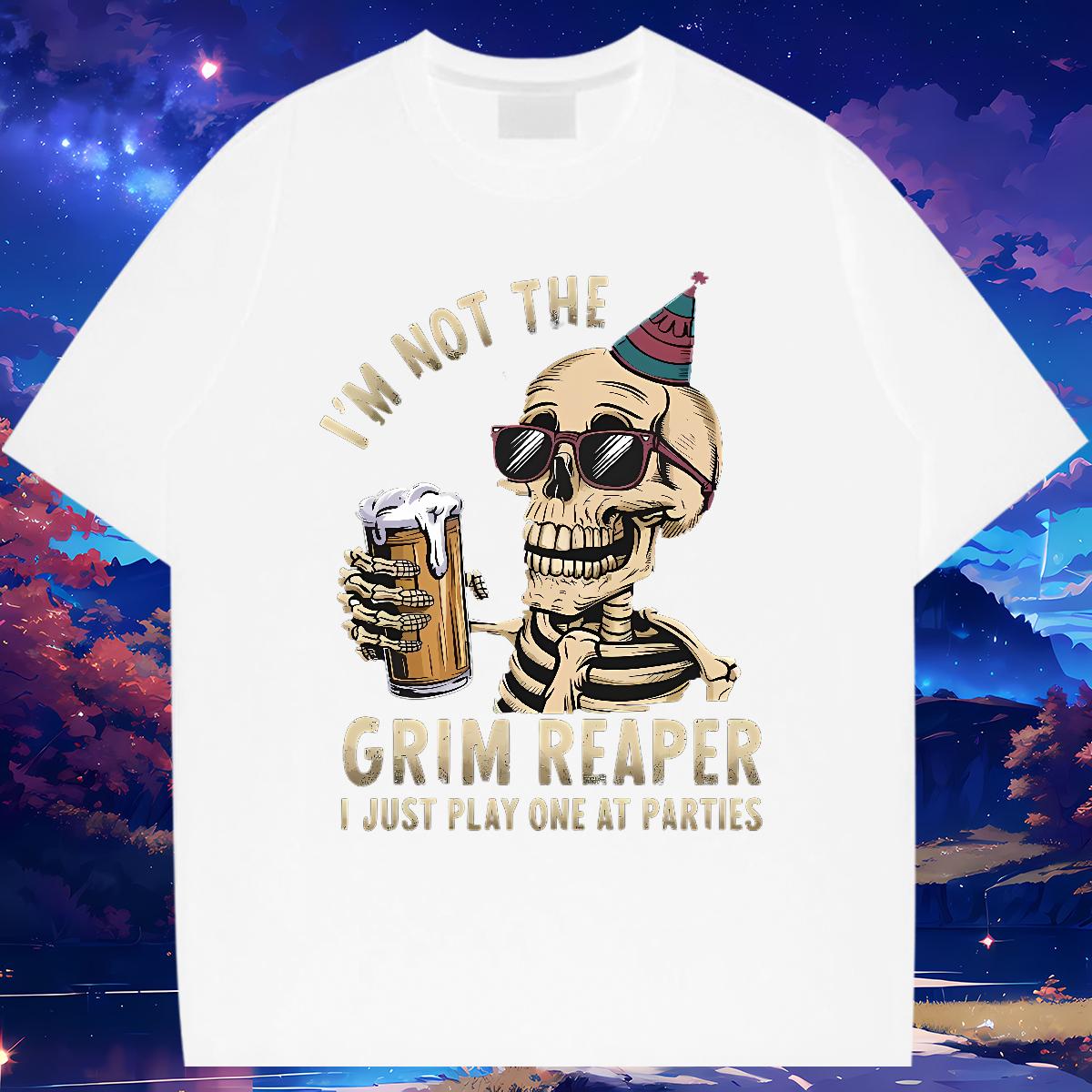 High Quality Men T Shirts Skeleton 230g Cotton Anime Printing Street Breathable Crew Neck Cotton Men Tops Tees Designer Custom Printed Tees Shirts