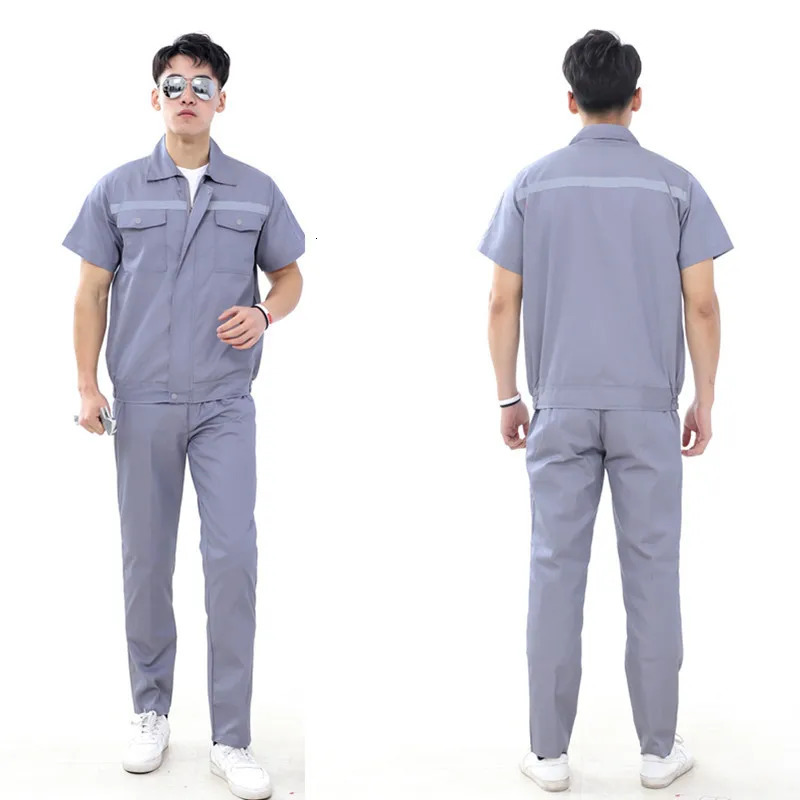 Summeworker Clothing Workwear Clothes Set Cleaners Workmen Factory Uniform Wear-resistant Repairman Auto Car Workshop Reflective 240716