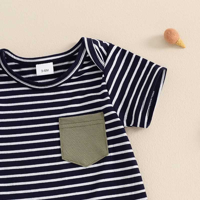 Clothing Sets Toddler Baby Boys Clothes Set Stripe Short Sleeve Romper with Elastic Waist Shorts Summer Set 2-piece Outfit Clothing