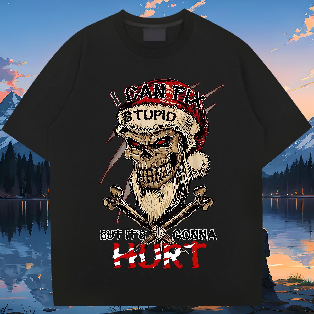 2024 New T shirt Skeleton 230g Cotton DIY Logo Oversized Casual Mens Tshirts Breathable Crew Neck Cool