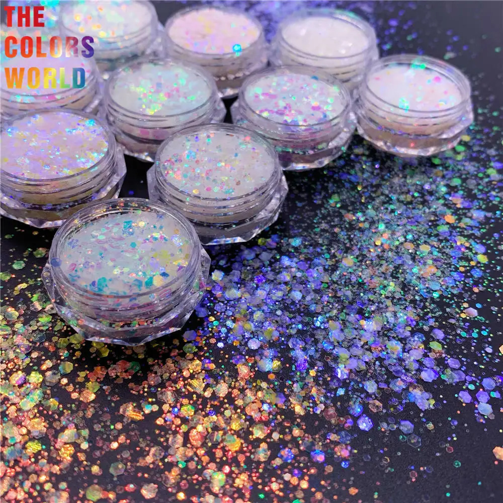 TCT-008 Mix Iridescent Rainbow White With Multiple Colors Glitter Nail And Art Makeup DIY Face Painting Holiday Decorations 240715