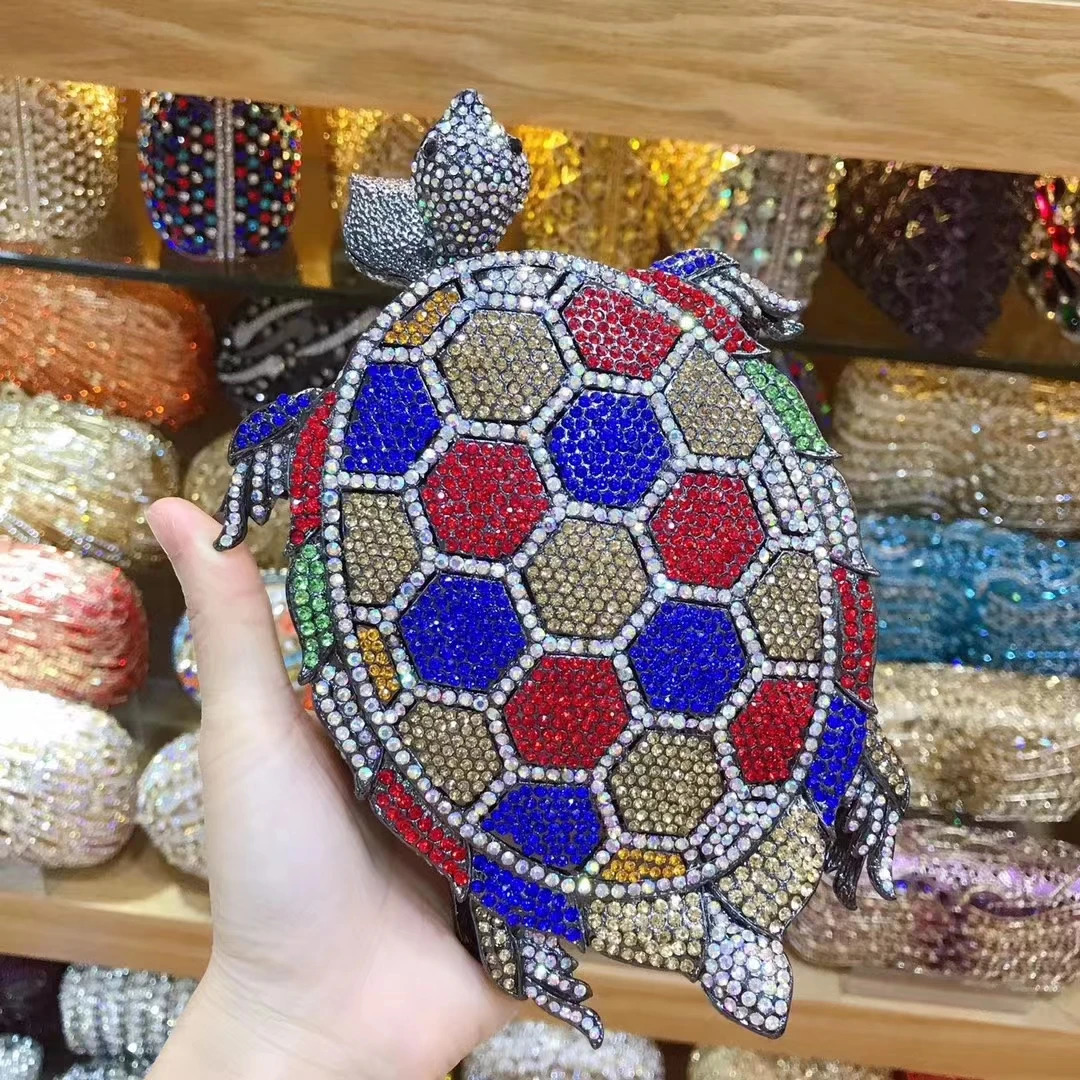 Turtle Animal Shape Evening Bags Stones Clutches for Women Formal Dinner Rhinestone Handbags Wedding Bridal Crystal Clutch Purse 240716