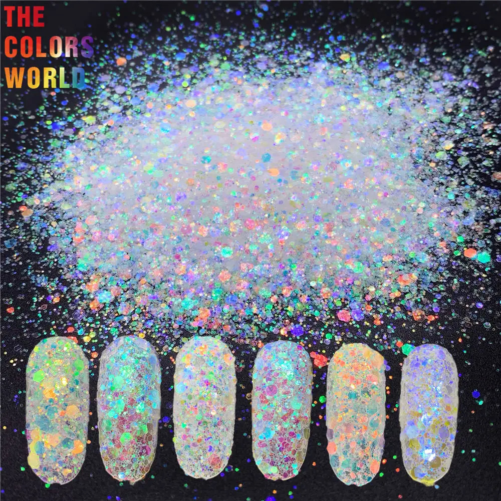 TCT-008 Mix Iridescent Rainbow White With Multiple Colors Glitter Nail And Art Makeup DIY Face Painting Holiday Decorations 240715