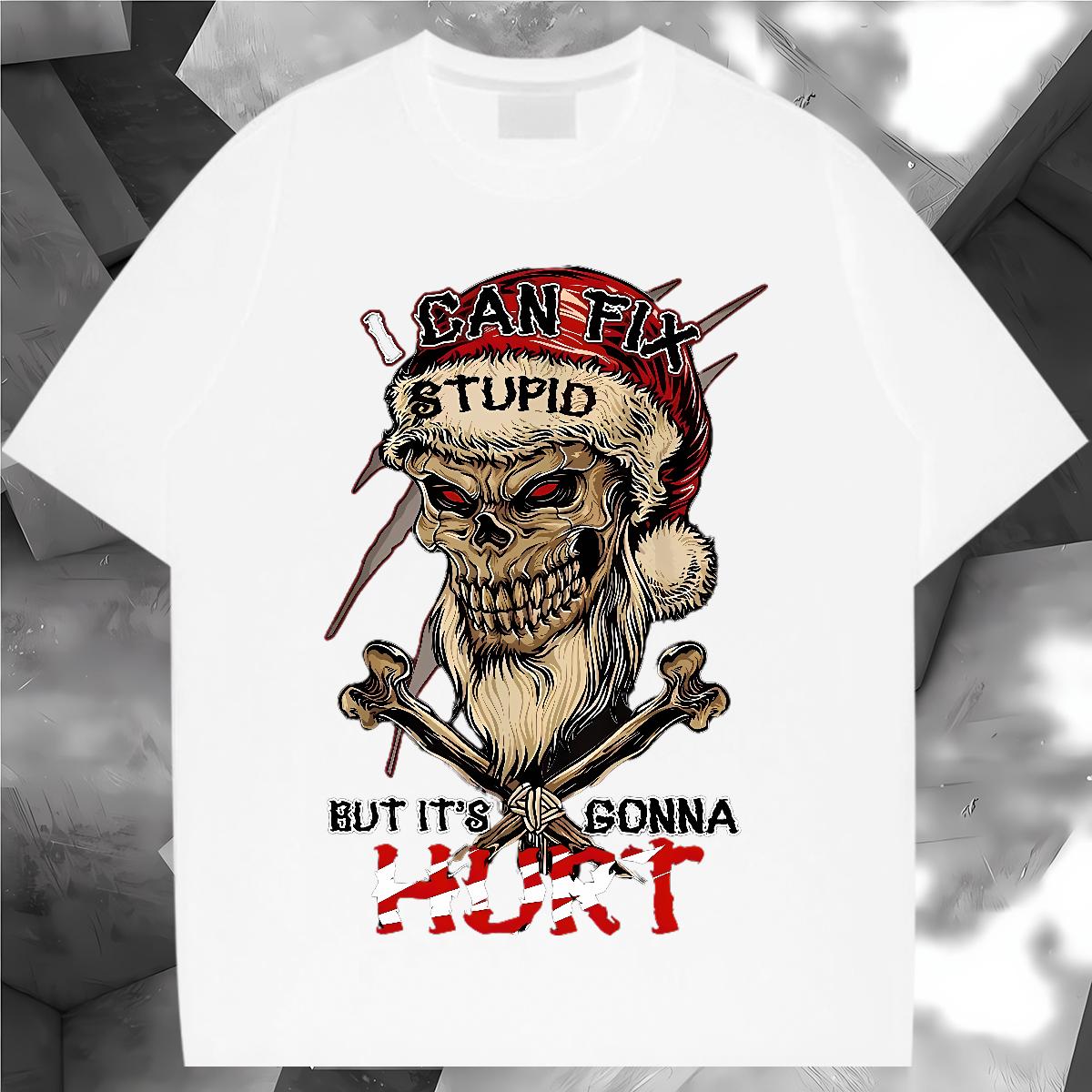 High Quality T-Shirts for Men Skeleton 230g 100% Cotton Street Short sleeve Cotton Soft Tshirts Designer Fashion Anime Tee Shirt