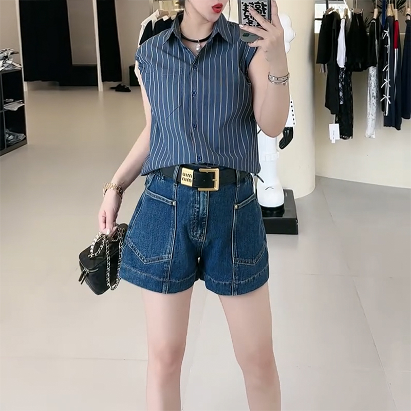 High waisted denim shorts for women in summer 2024, plus