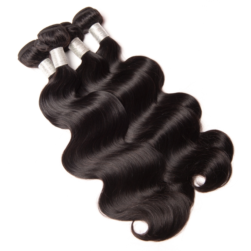 Peruvian Human Hair 3 Bundles With 2X6 Lace Closure Body Wave 4 PCS/lot Middle Part 10-30inch Natural Black