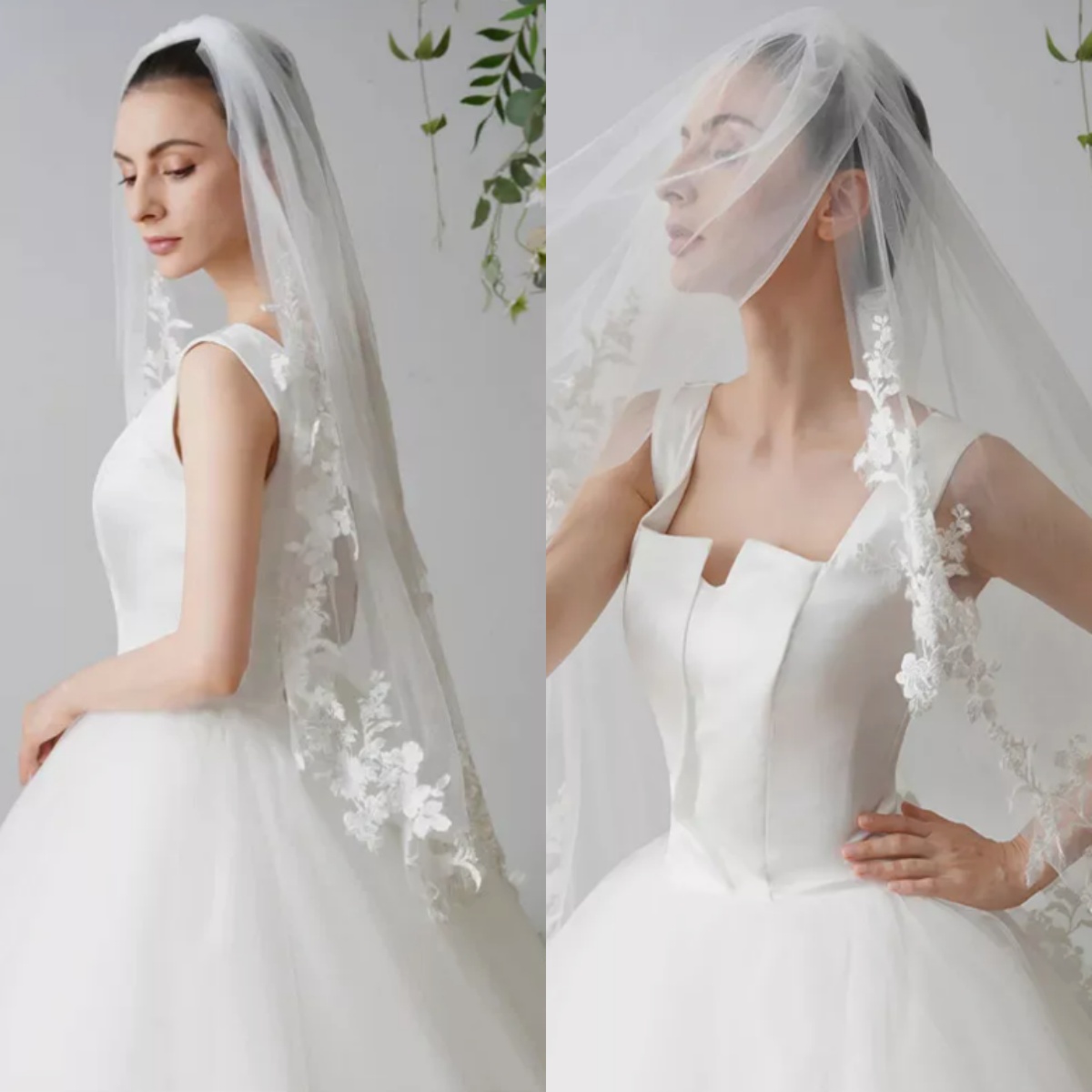 Simple Wedding Veil More Lace Appliques Special Cut Royal Short Bridal Veil with Comb Veil White Ivory Wedding Accessories