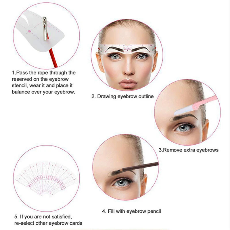 6 Style Fixed Eyebrow Template Beauty Styling Template Reusable Stickers Makeup Tool 240715