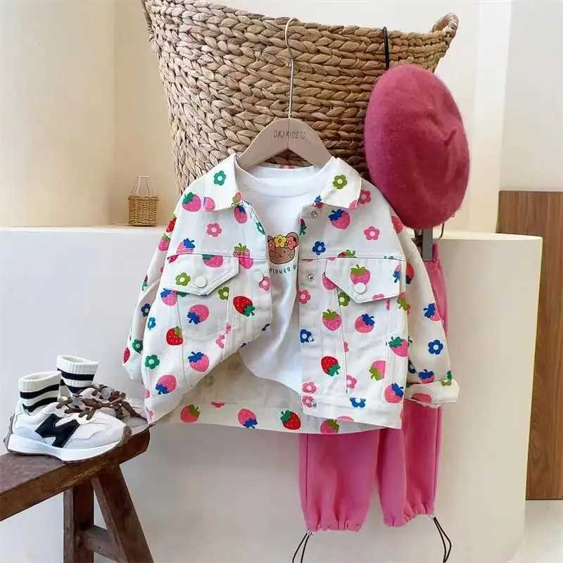 Clothing Sets Girls Coat 2023 New Western-style Childrens Fashionable Denim Top Spring and Autumn Girls Spring Coat