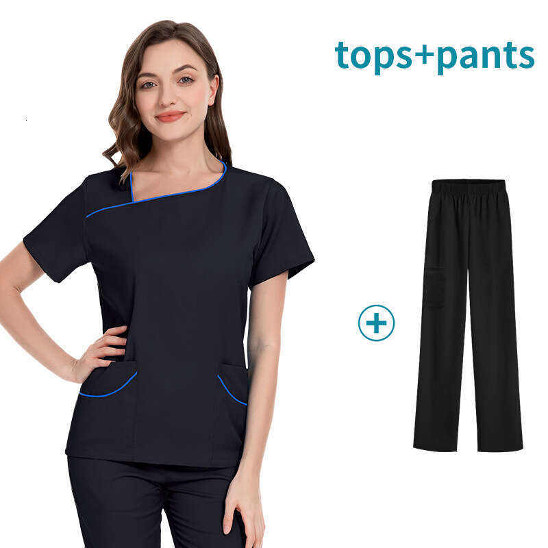 Scrub Set New Product Long Non-ironing Gentle Wind High Elasticity French Solid New Pattern Temperament Ventilation Waist Bifurcated Loose Sexy Short
