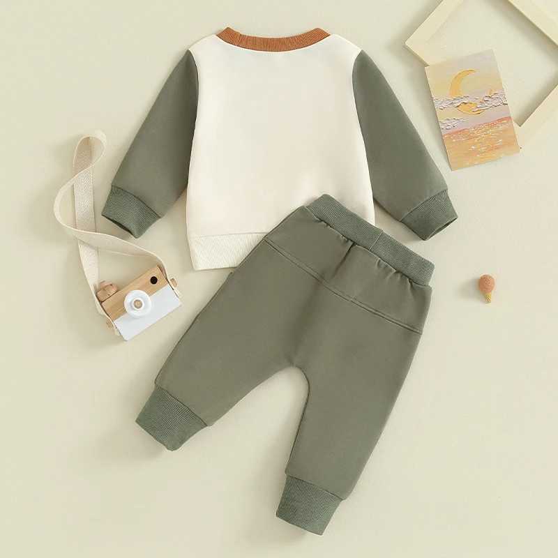 Clothing Sets Baby Boys Clothing Sets Children Sweatshirt Kids Clothes Baby Contrast Color Long Sleeve Pullover Tops+ Pant Suits 2pcs