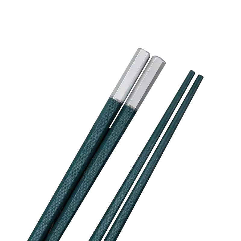 Elegant Green Chopsticks for Fine Dining - Sturdy Aluminum Alloy, Non Stick, Non Mold Ten Pair Set