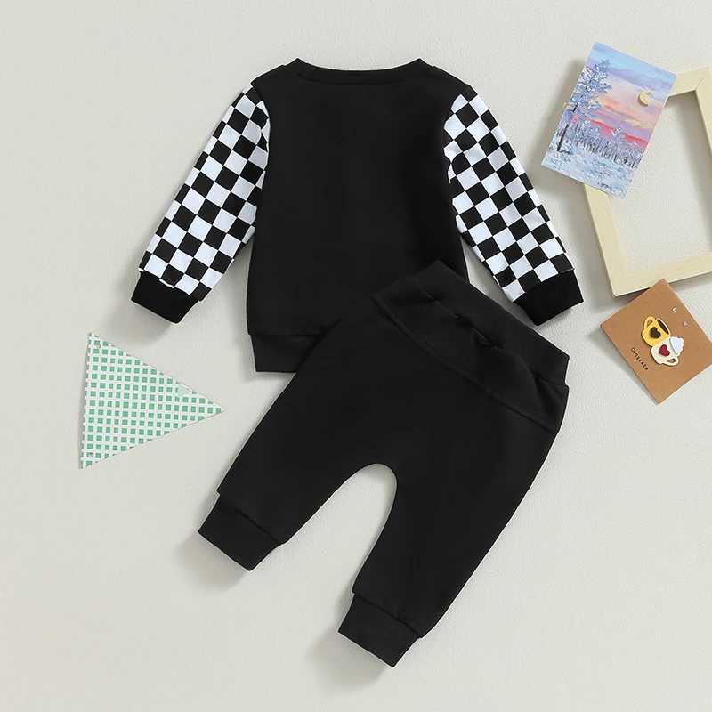 Clothing Sets 2Pcs Autumn Spring Baby Boy Clothes Set Cotton Long Sleeve Plaid Sweatshirt Drstring Pants Tracksuit Toddler Clothes Outfits