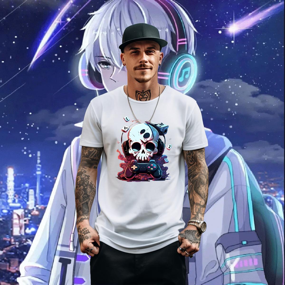 Cool Design Men Clothes T-Shirt Skeleton 230g 100% Cotton Breathable Crew Neck Daily Outfit Mens T Shirts DIY Logo Oversized Classic Tops