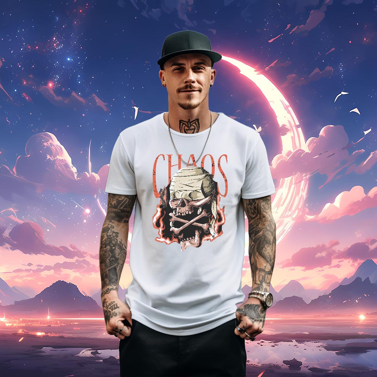 DIY T shirt Skeleton 230g Cotton Skull Daily Outfit Men Tees Cotton Breathable Short Sleeve Popular