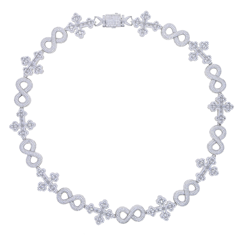 New Arrived Iced Out Bling Rock Men Boy Cool Jewelry Micro Paved 5A CZ Hip Hop Cross Infinity Chain Necklace